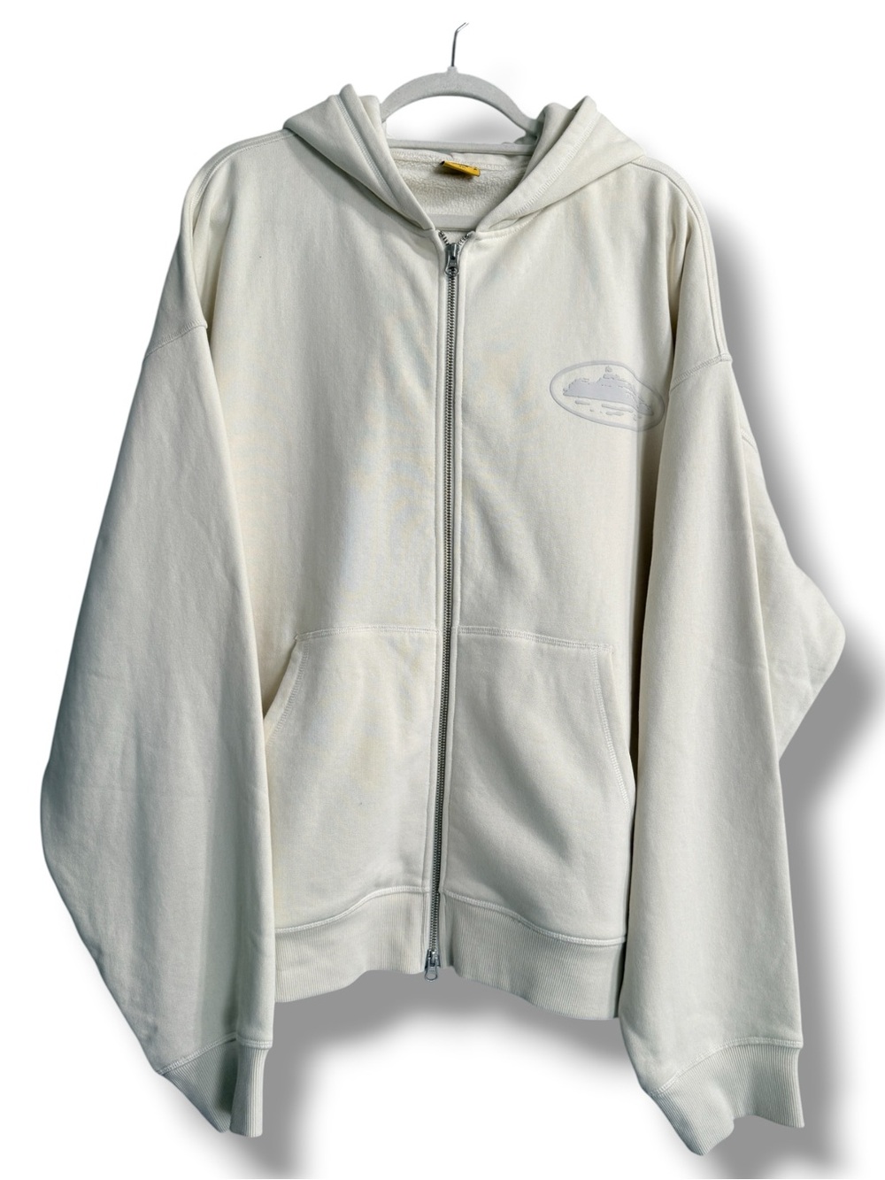 Corteiz Island Puff Print Zip Hoodie Off White Size XXL